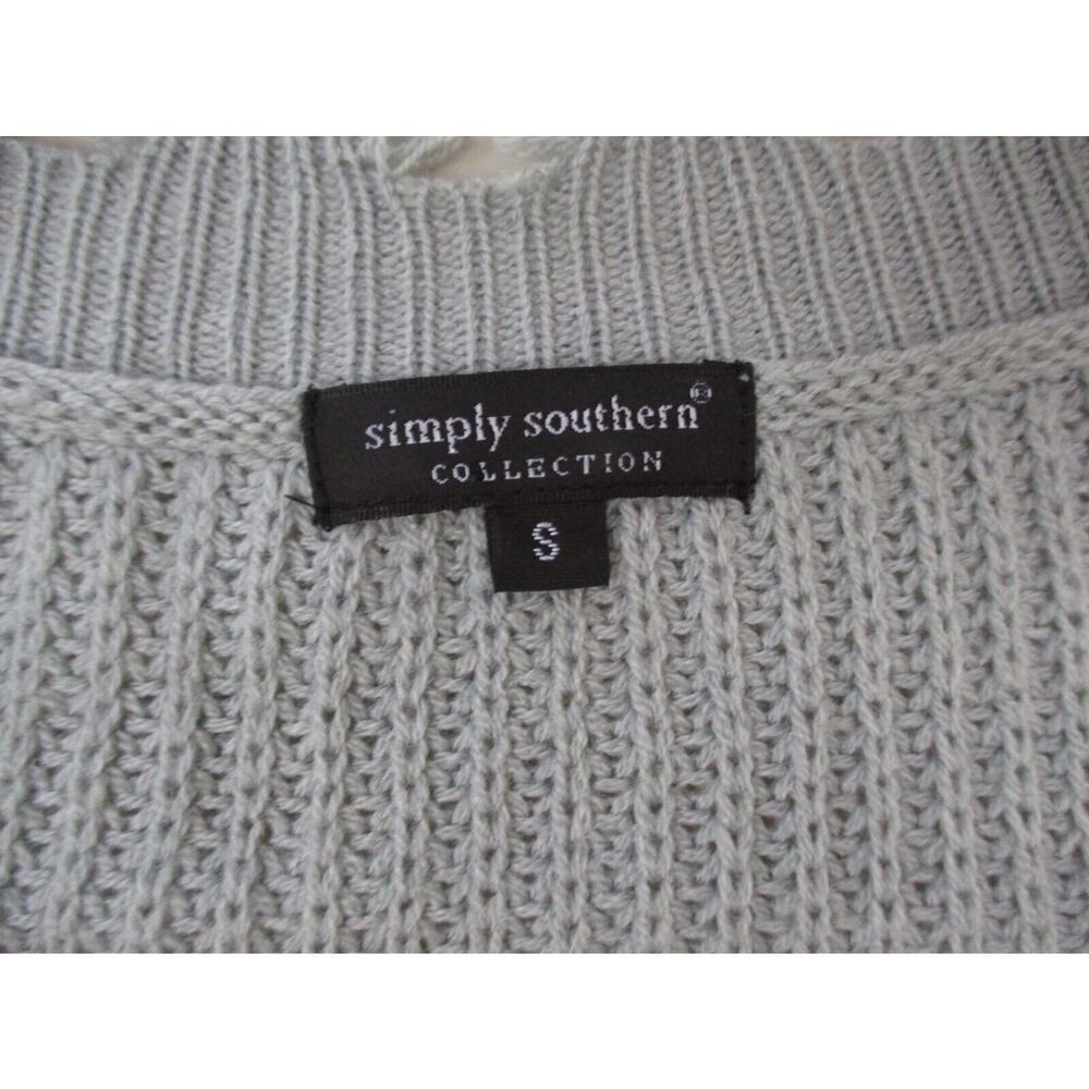 Simply Southern Collection Sweater Womens Small Striped Color Block Fringe Gray - Picture 11 of 14